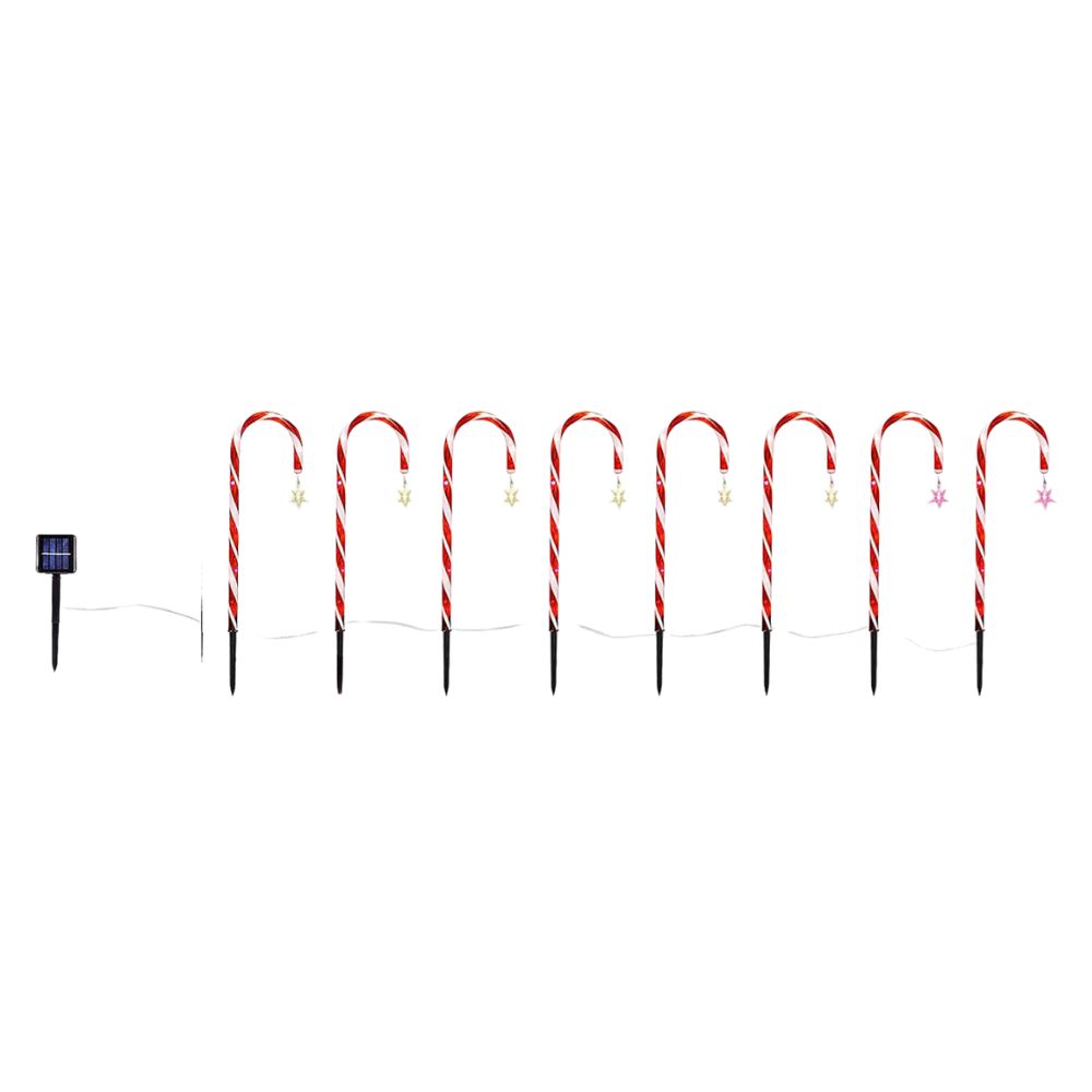 8PCS Solar Candy Cane Lights Waterproof and Versatile for Christmas, Garden and Lawn Decor