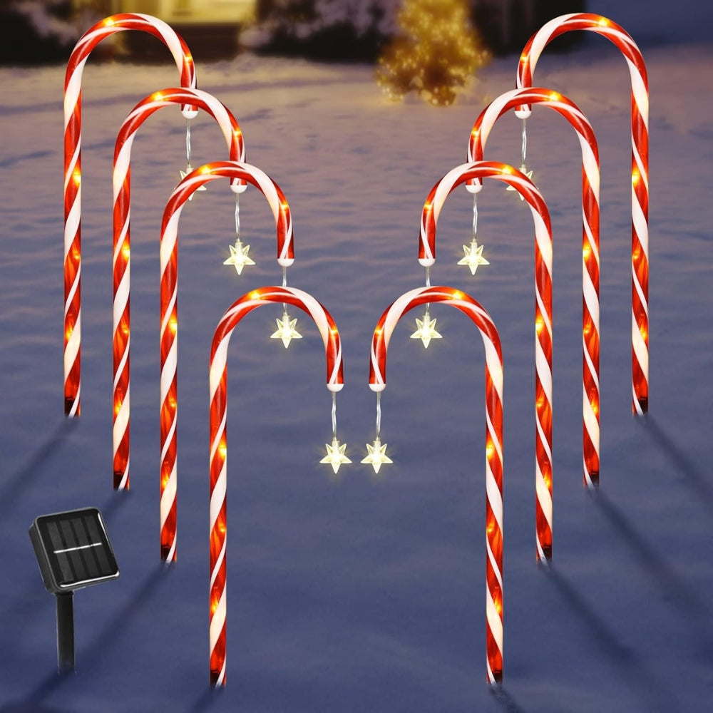 5PCS/Set Solar Cane Light Outdoor Waterproof Christmas Candy Ground Light Garden Landscape Decoration Lawn Light Colored Light