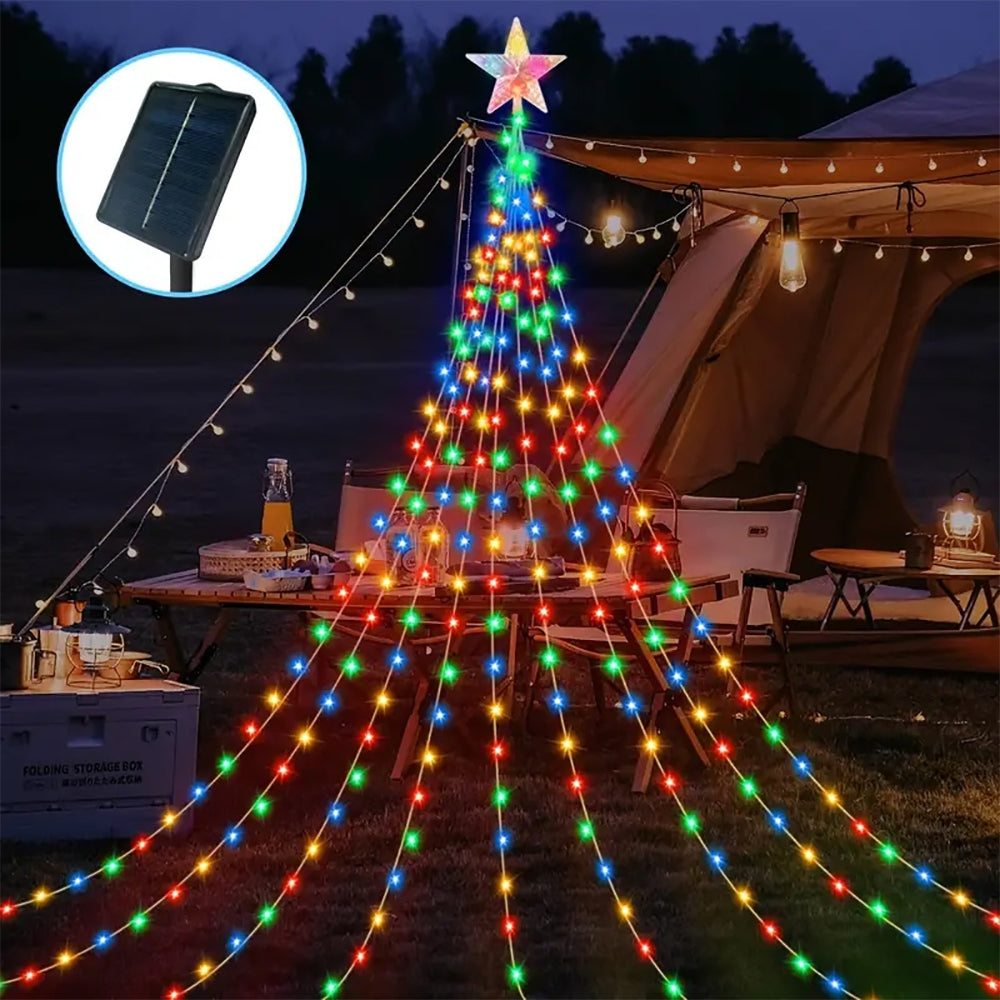 Pentagram Waterproof String Light Solar Christmas Decorations 3M 2M Led Waterfall Tree Fairy Lamp 8 Modes Camping Holiday Lights