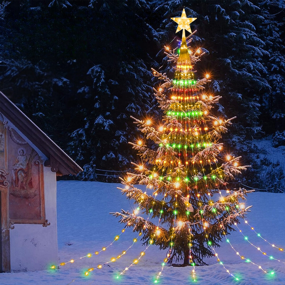 Pentagram Waterproof String Light Solar Christmas Decorations 3M 2M Led Waterfall Tree Fairy Lamp 8 Modes Camping Holiday Lights