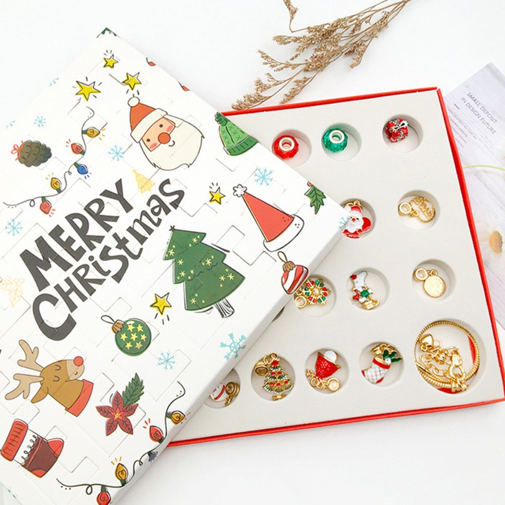 Surprise Blind Box Set 24 Countdown Calendar Advent Christmas Charms Bracelet Set DIY