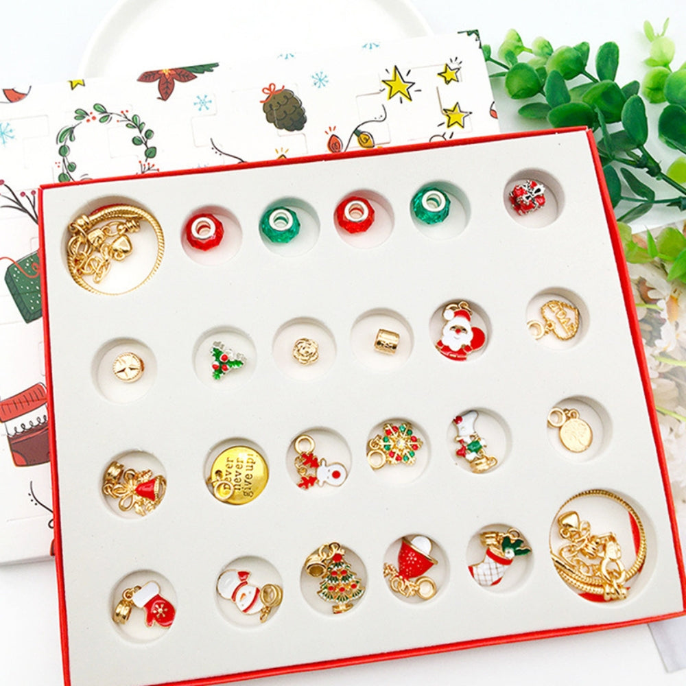 Surprise Blind Box Set 24 Countdown Calendar Advent Christmas Charms Bracelet Set DIY