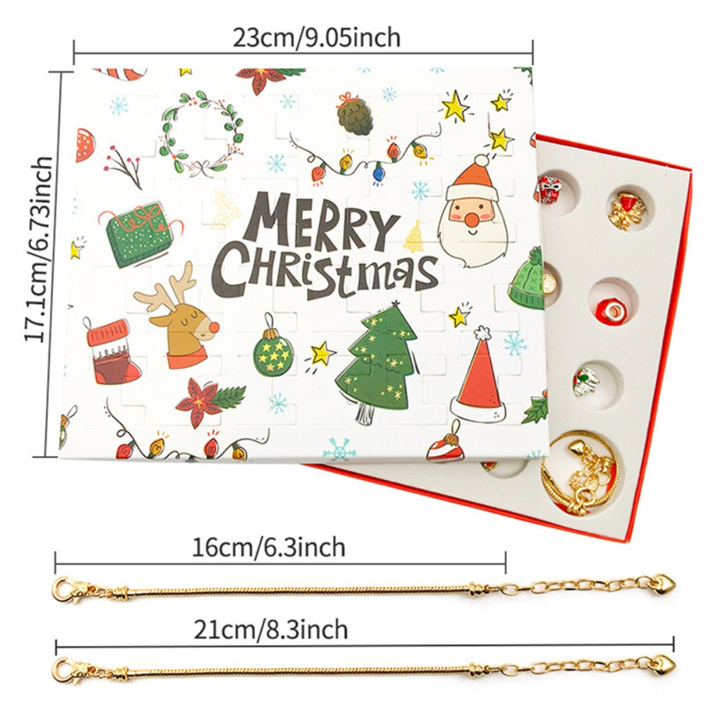 Surprise Blind Box Set 24 Countdown Calendar Advent Christmas Charms Bracelet Set DIY