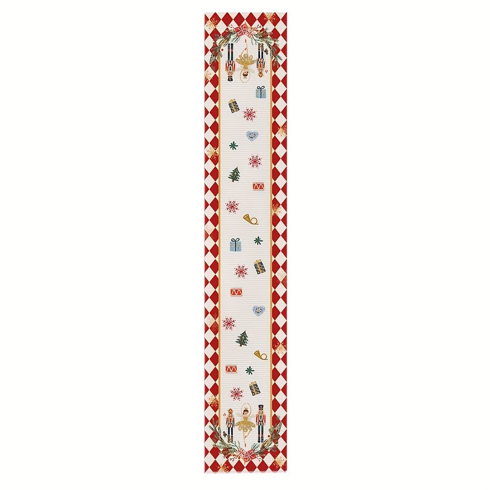 Christmas Nutcracker Linen Table Runner for Festive Holiday Decor