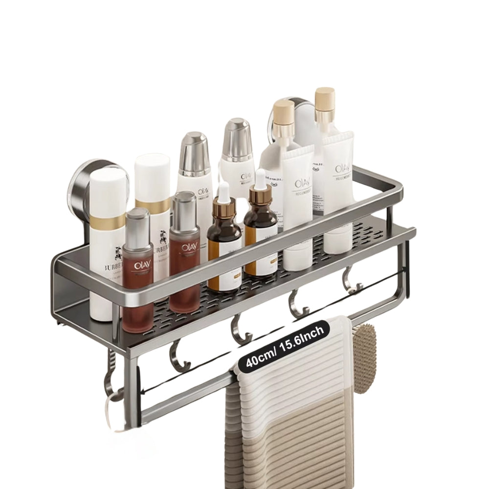 Suction Cup Bathroom Rack Toilet Space Aluminum No Drill Hanging Organizer Rack