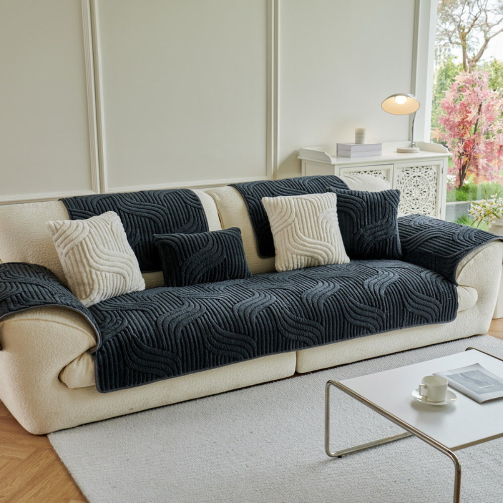 Autumn and Winter Straight Row Non-slip Cushion Cover Thickened Plush Sofa Cushion