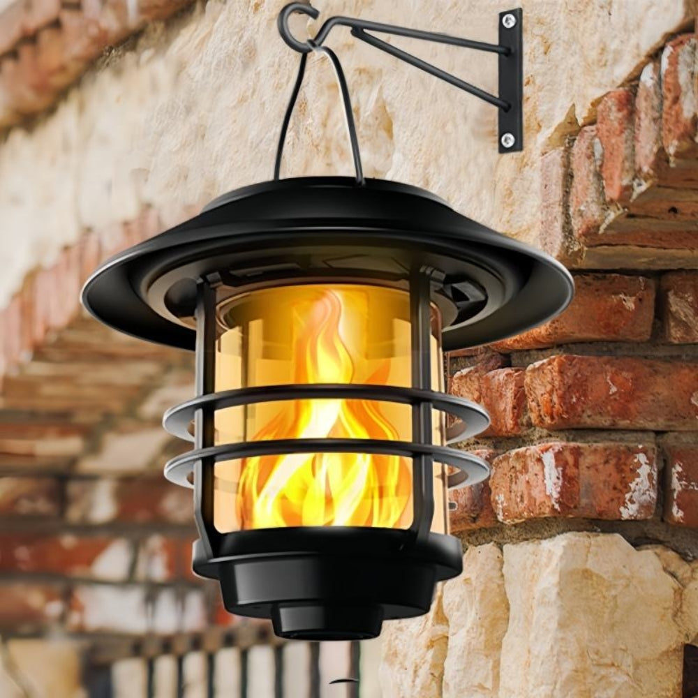 Solar Hanging Outdoor Lantern with Flickering Flames