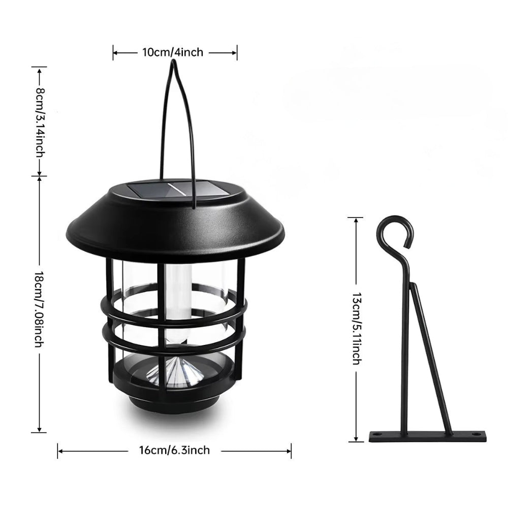 Solar Hanging Outdoor Lantern with Flickering Flames