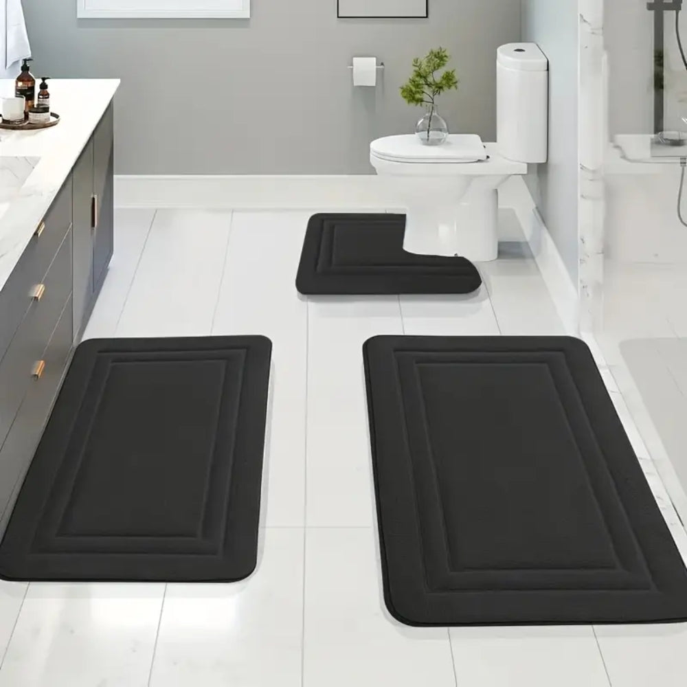 3pcs set Household Non-Slip Bath Mat Absorbent Floor Rug