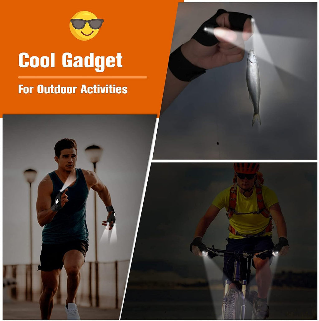 LED Half Finger Glove Outdoor Night Fishing Flashlight