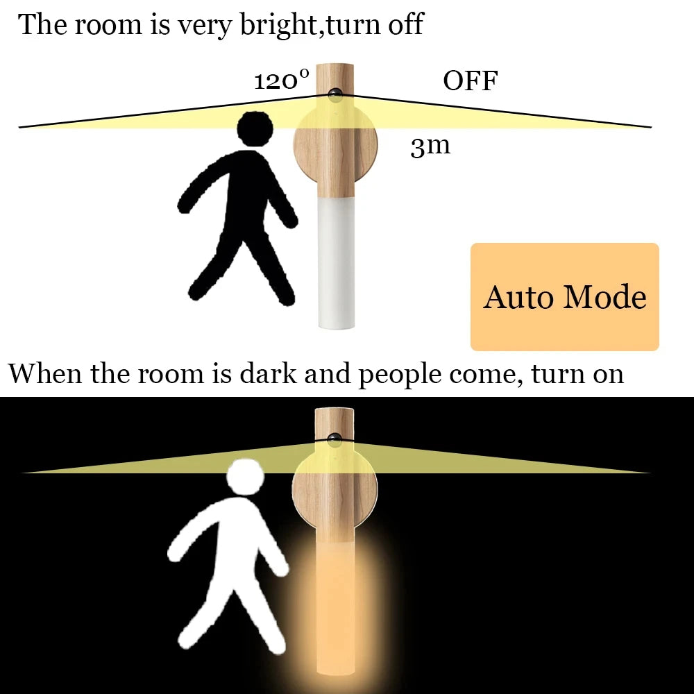 Intelligent Wooden Magnetic Suction Lamp LED Charging Night Light