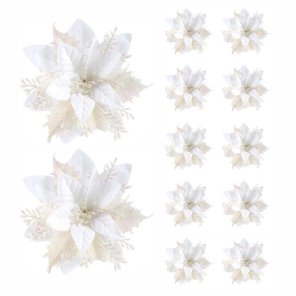 Christmas Glitter Artifical Flower Ornaments