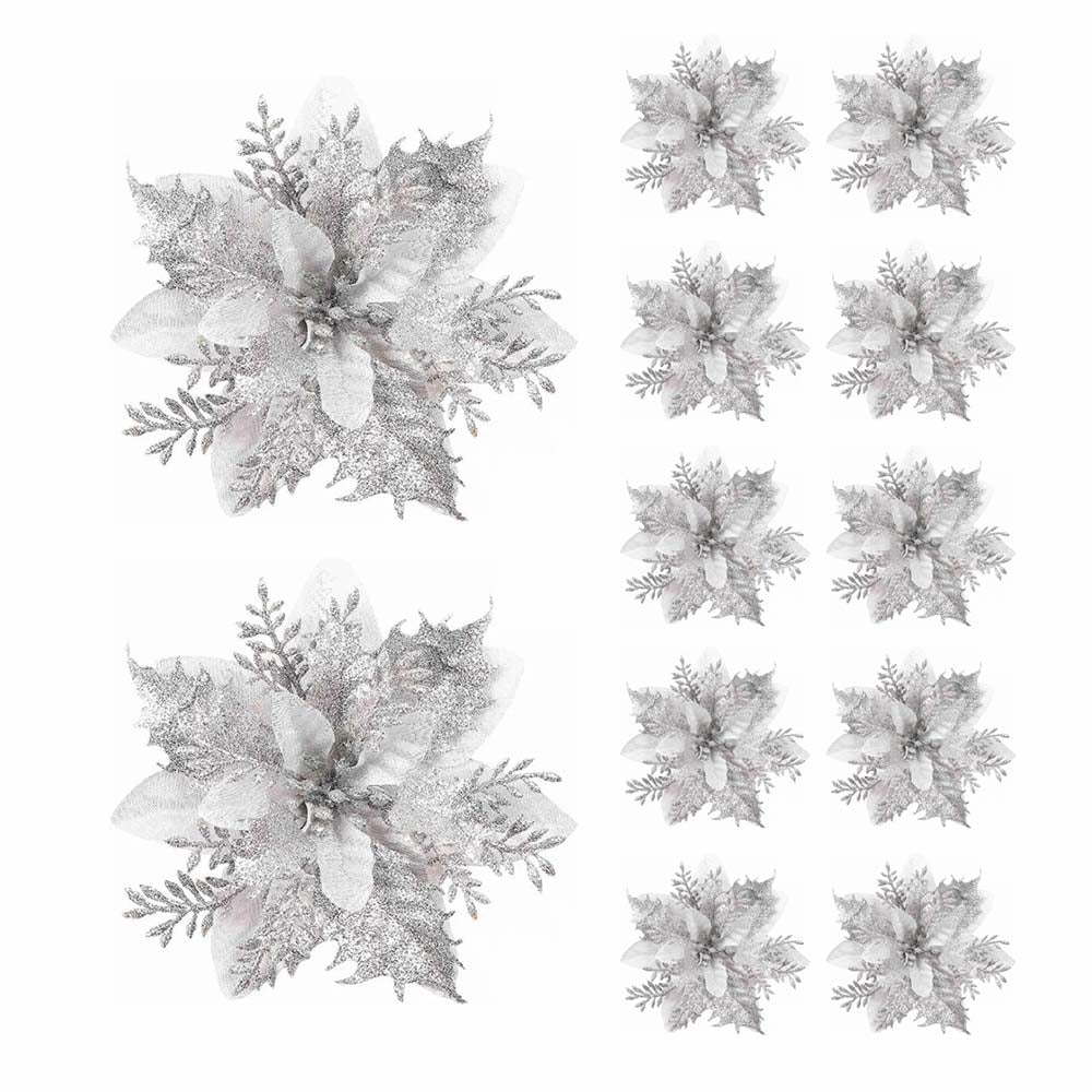 Christmas Glitter Artifical Flower Ornaments