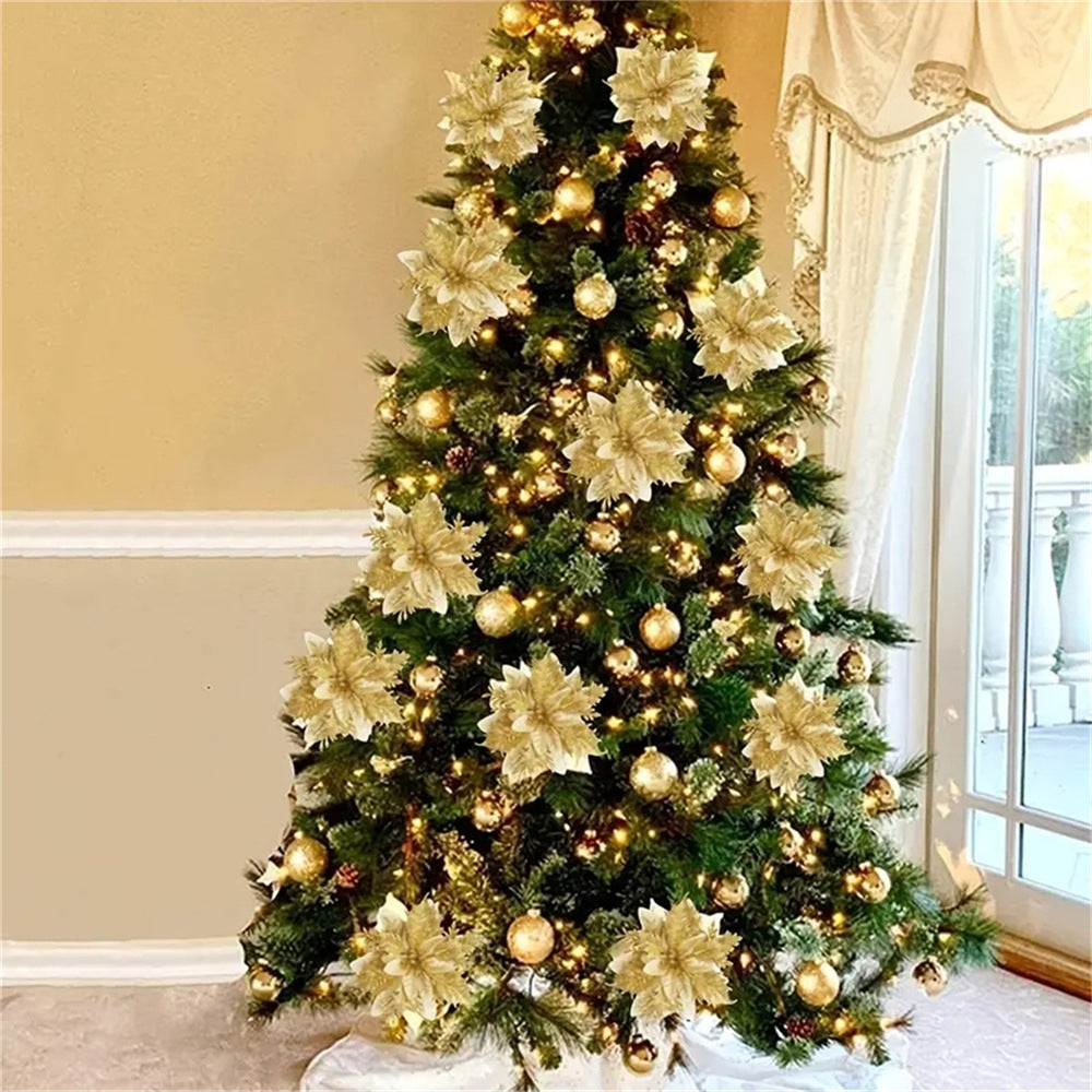 Christmas Glitter Artifical Flower Ornaments