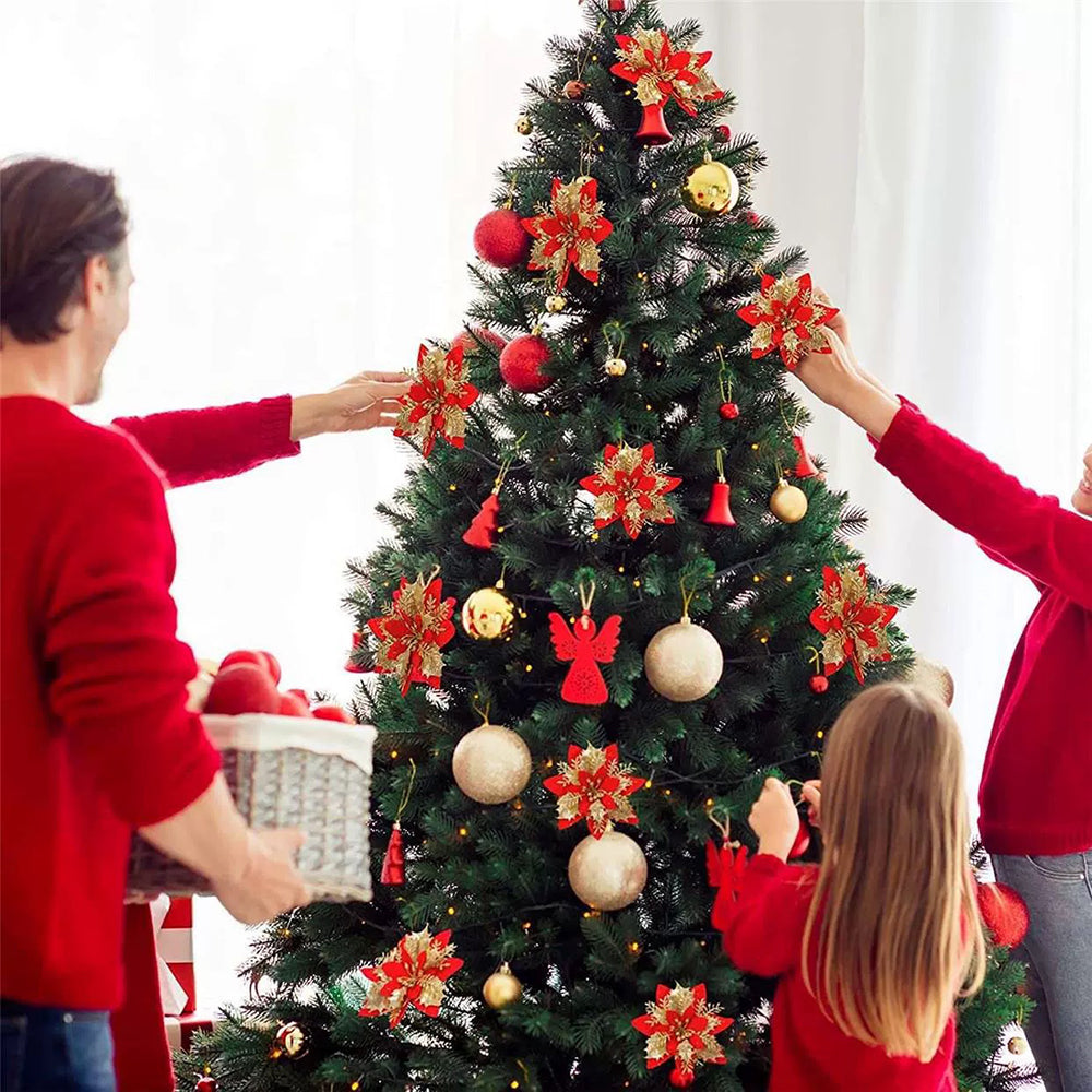 Christmas Glitter Artifical Flower Ornaments