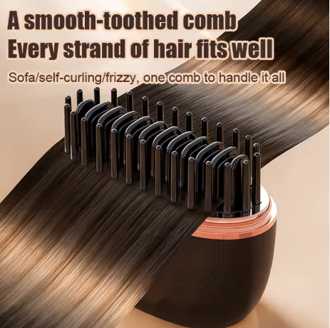 Dual-Use Mini Wireless Electric Hair Brush New Portable Lazy Roll Straightener with Heating Charging Brush Straight Hair Comb